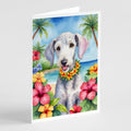 Bedlington Terrier Luau Greeting Cards Pack of 8 Blank Cards with Envelopes Whimsical A7 Size 5x7