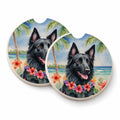 Belgian Sheepdog Luau Set of 2 Cup Holder Car Coasters Absorbent Round Sandstone Coasters Gifts for Men or Women, 2.5, Multicolor