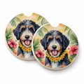 Bernedoodle Luau Set of 2 Cup Holder Car Coasters Absorbent Round Sandstone Coasters Gifts for Men or Women, 2.5, Multicolor