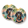 Black and Tan Coonhound Luau Set of 2 Cup Holder Car Coasters Absorbent Round Sandstone Coasters Gifts for Men or Women, 2.5, Multicolor