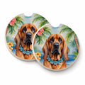 Bloodhound Luau Set of 2 Cup Holder Car Coasters Absorbent Round Sandstone Coasters Gifts for Men or Women, 2.5, Multicolor