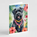 Bouvier des Flandres Luau Greeting Cards Pack of 8 Blank Cards with Envelopes Whimsical A7 Size 5x7