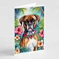 Boxer Luau Greeting Cards Pack of 8 Blank Cards with Envelopes Whimsical A7 Size 5x7