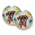Boxer Luau Set of 2 Cup Holder Car Coasters Absorbent Round Sandstone Coasters Gifts for Men or Women, 2.5, Multicolor