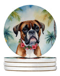 Boxer Luau Large Sandstone Coasters Pack of 4 Absorbent Round Coasters Decor Gifts for Men or Women, 4 in, Multicolor