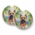 Cairn Terrier Luau Set of 2 Cup Holder Car Coasters Absorbent Round Sandstone Coasters Gifts for Men or Women, 2.5, Multicolor