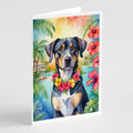 Catahoula Luau Greeting Cards Pack of 8 Blank Cards with Envelopes Whimsical A7 Size 5x7