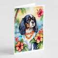 Cavalier Spaniel Luau Greeting Cards Pack of 8 Blank Cards with Envelopes Whimsical A7 Size 5x7