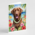 Chesapeake Bay Retriever Luau Greeting Cards Pack of 8 Blank Cards with Envelopes Whimsical A7 Size 5x7