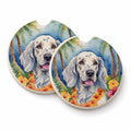 English Setter Luau Set of 2 Cup Holder Car Coasters Absorbent Round Sandstone Coasters Gifts for Men or Women, 2.5, Multicolor
