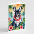 French Bulldog Luau Greeting Cards Pack of 8 Blank Cards with Envelopes Whimsical A7 Size 5x7