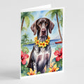 German Shorthaired Pointer Luau Greeting Cards Pack of 8 Blank Cards with Envelopes Whimsical A7 Size 5x7