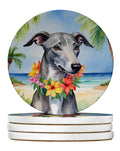 Greyhound Luau Large Sandstone Coasters Pack of 4 Absorbent Round Coasters Decor Gifts for Men or Women, 4 in, Multicolor