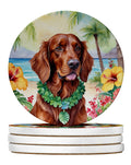 Irish Setter Luau Large Sandstone Coasters Pack of 4 Absorbent Round Coasters Decor Gifts for Men or Women, 4 in, Multicolor