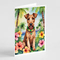 Irish Terrier Luau Greeting Cards Pack of 8 Blank Cards with Envelopes Whimsical A7 Size 5x7