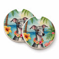 Italian Greyhound Luau Set of 2 Cup Holder Car Coasters Absorbent Round Sandstone Coasters Gifts for Men or Women, 2.5, Multicolor
