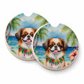 Japanese Chin Luau Set of 2 Cup Holder Car Coasters Absorbent Round Sandstone Coasters Gifts for Men or Women, 2.5, Multicolor