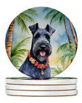 Kerry Blue Terrier Luau Large Sandstone Coasters Pack of 4 Absorbent Round Coasters Decor Gifts for Men or Women, 4 in, Multicolor