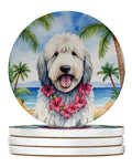 Komondor Luau Large Sandstone Coasters Pack of 4 Absorbent Round Coasters Decor Gifts for Men or Women, 4 in, Multicolor