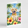 Yellow Labrador Retriever Luau Greeting Cards Pack of 8 Blank Cards with Envelopes Whimsical A7 Size 5x7