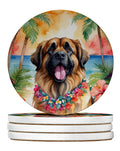 Leonberger Luau Large Sandstone Coasters Pack of 4 Absorbent Round Coasters Decor Gifts for Men or Women, 4 in, Multicolor