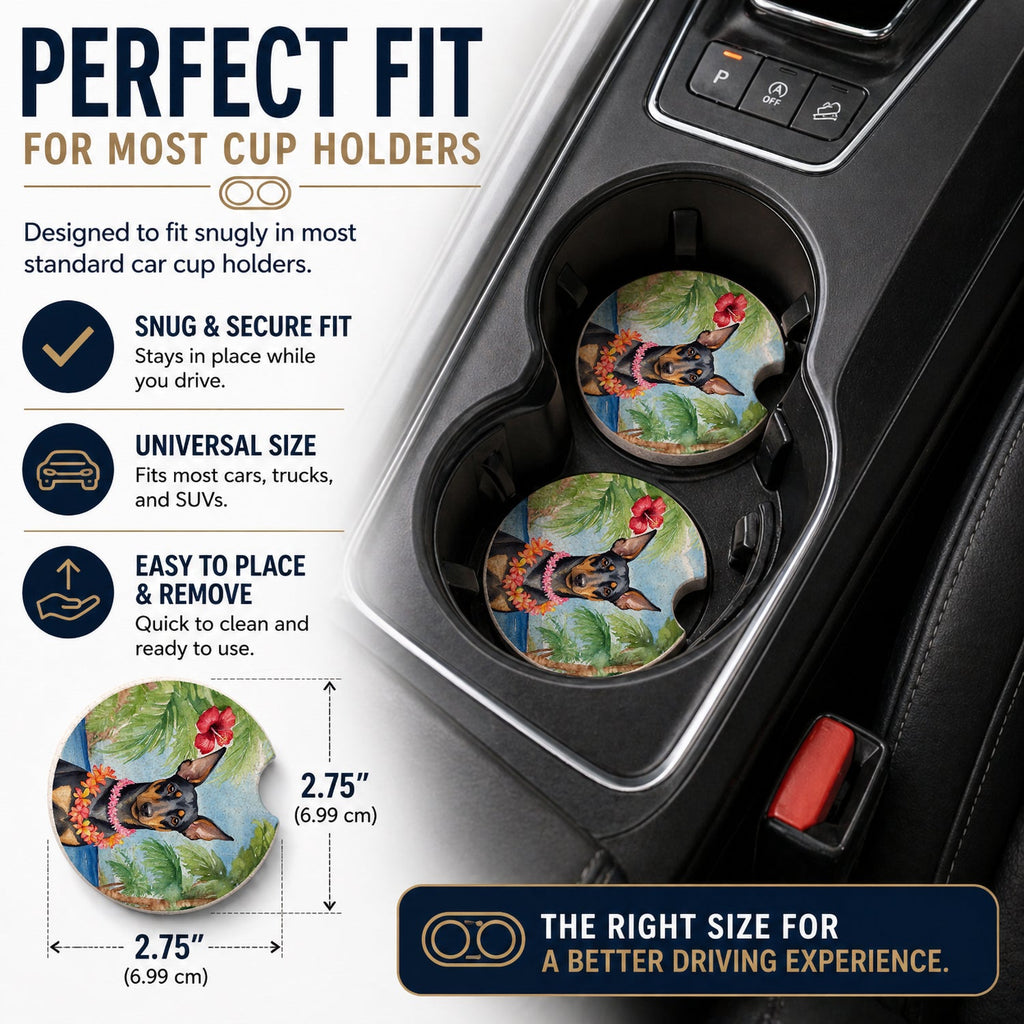 Manchester Terrier Luau Set of 2 Cup Holder Car Coasters Absorbent Round Sandstone Coasters Gifts for Men or Women, 2.5, Multicolor
