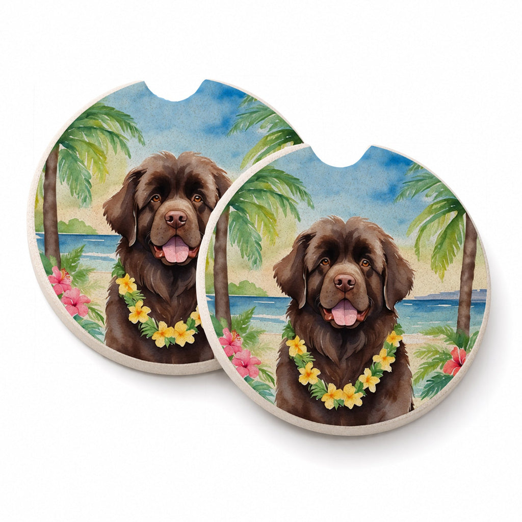 Newfoundland Luau Set of 2 Cup Holder Car Coasters Absorbent Round Sandstone Coasters Gifts for Men or Women, 2.5, Multicolor