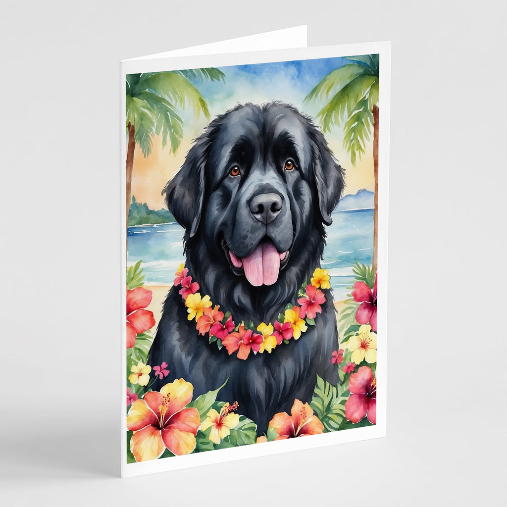 Newfoundland Luau Greeting Cards Pack of 8 Blank Cards with Envelopes Whimsical A7 Size 5x7