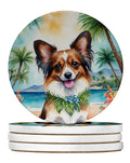 Papillon Luau Large Sandstone Coasters Pack of 4 Absorbent Round Coasters Decor Gifts for Men or Women, 4 in, Multicolor