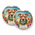 Pit Bull Terrier Luau Set of 2 Cup Holder Car Coasters Absorbent Round Sandstone Coasters Gifts for Men or Women, 2.5, Multicolor