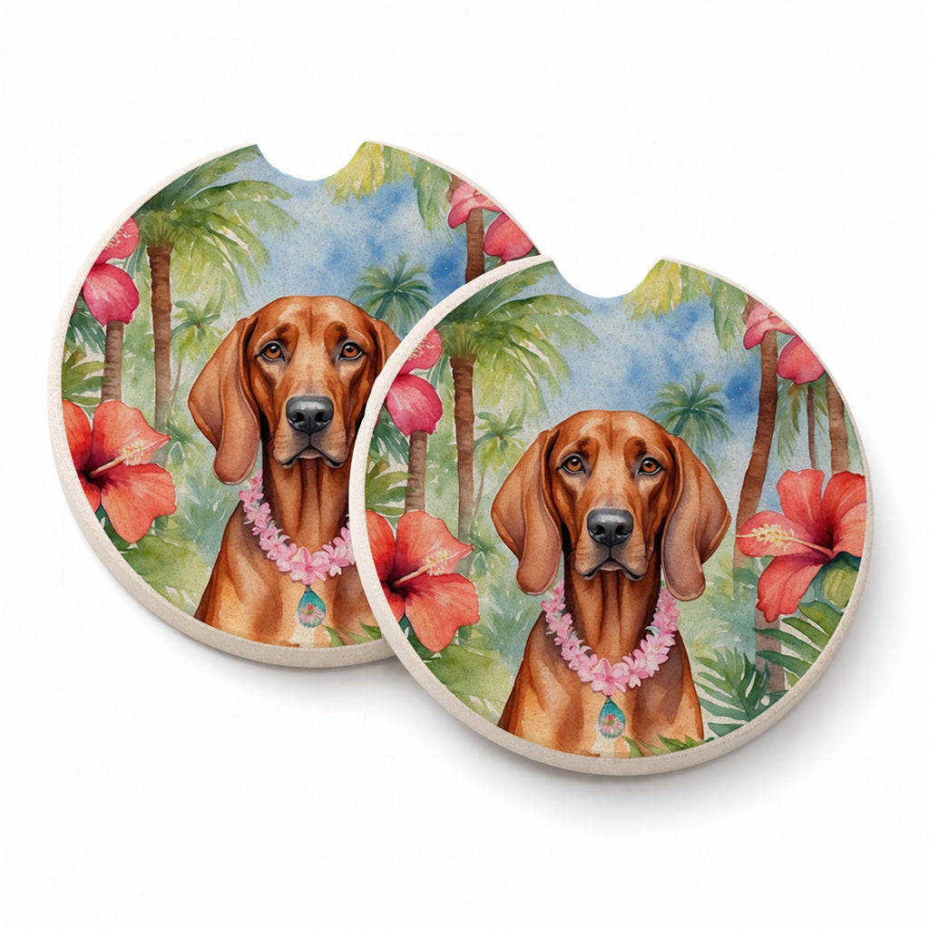 Redbone Coonhound Luau Set of 2 Cup Holder Car Coasters Absorbent Round Sandstone Coasters Gifts for Men or Women, 2.5, Multicolor