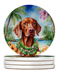 Vizsla Luau Large Sandstone Coasters Pack of 4 Absorbent Round Coasters Decor Gifts for Men or Women, 4 in, Multicolor