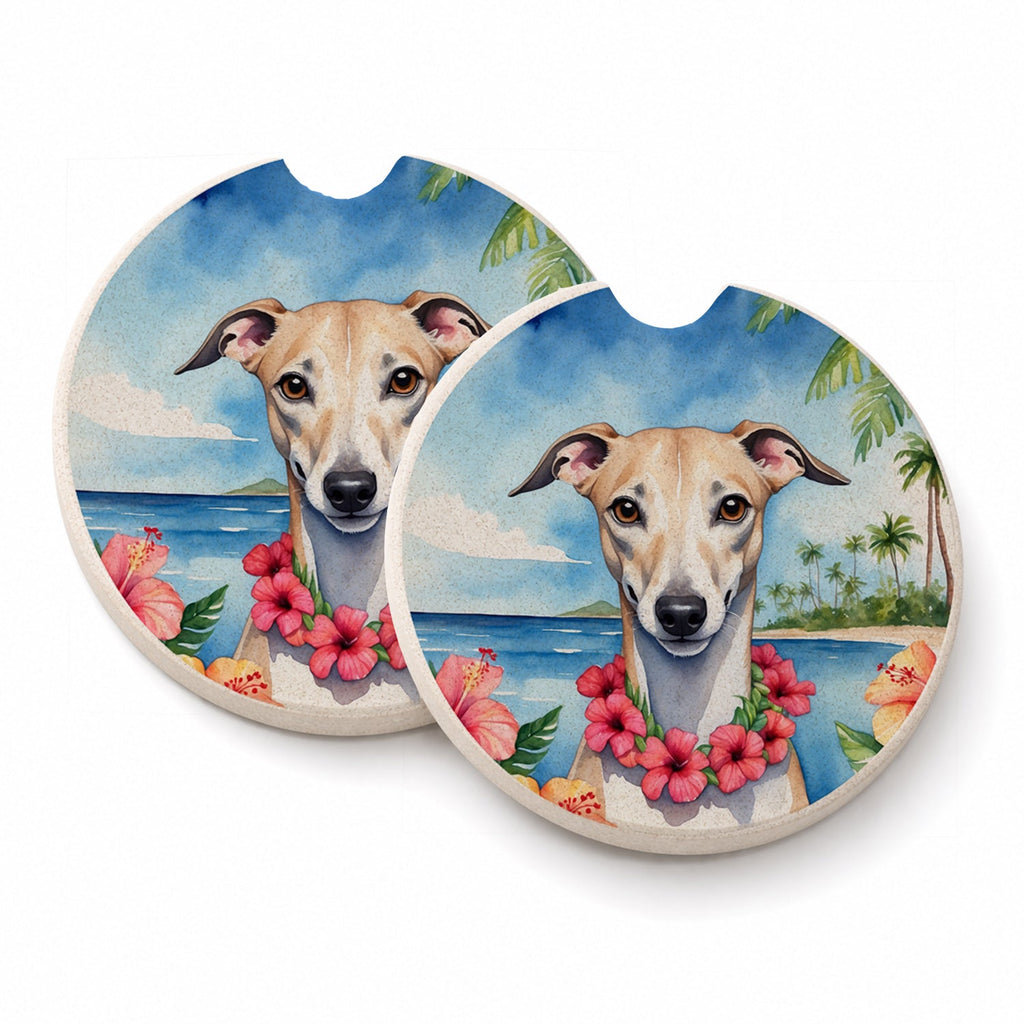 Whippet Luau Set of 2 Cup Holder Car Coasters Absorbent Round Sandstone Coasters Gifts for Men or Women, 2.5, Multicolor