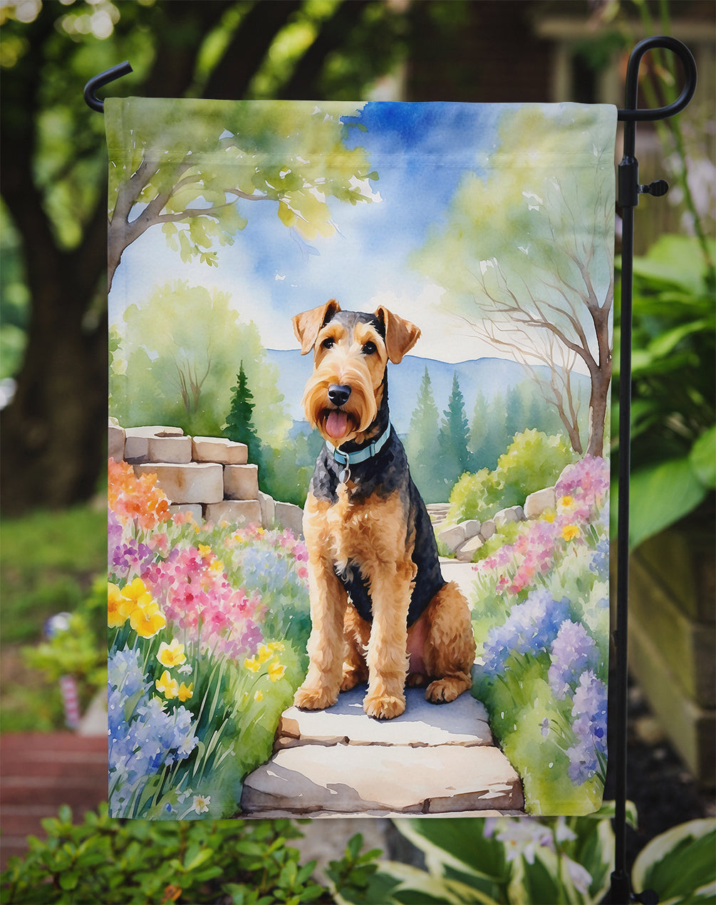 Airedale Terrier Spring Garden Garden Flag Mailbox Decorative Yard Banner Outside Patio Artwork for Flower Beds, Garden Size, Multicolor