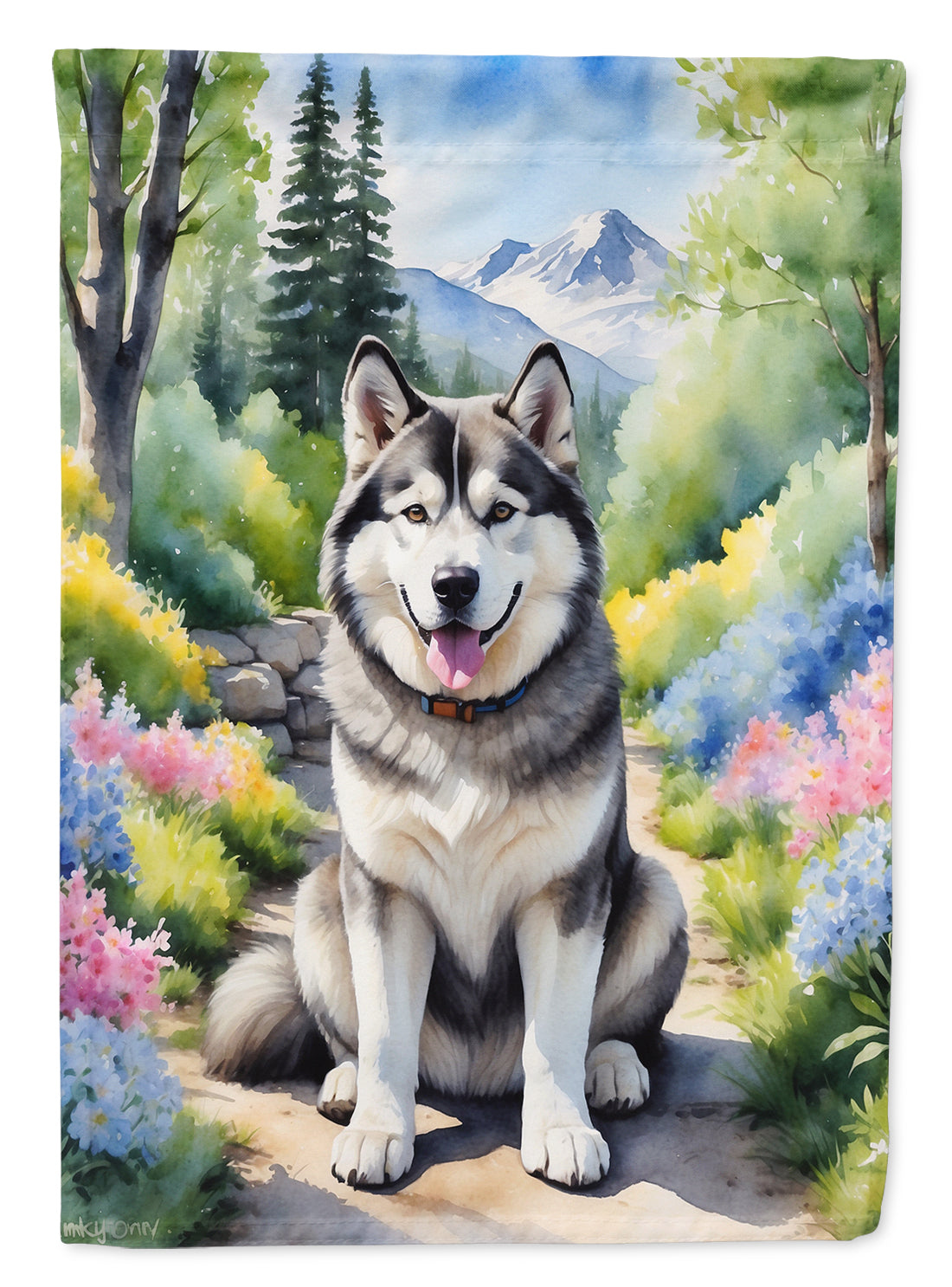 Alaskan Malamute Spring Garden Garden Flag Mailbox Decorative Yard Banner Outside Patio Artwork for Flower Beds, Garden Size, Multicolor