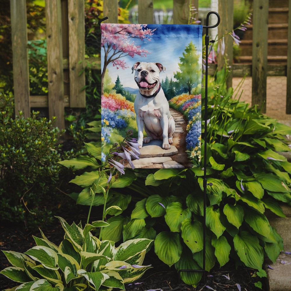 American Bulldog Spring Garden Garden Flag Mailbox Decorative Yard Banner Outside Patio Artwork for Flower Beds, Garden Size, Multicolor