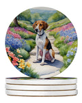American Foxhound Spring Garden Large Sandstone Coasters Pack of 4 Absorbent Round Coasters Decor Gifts for Men or Women, 4 in, Multicolor