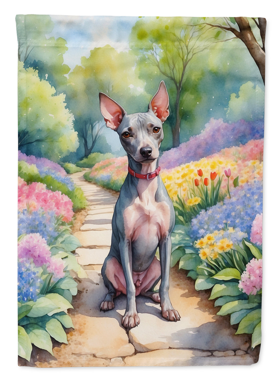 American Hairless Terrier Spring Garden House Flag 28x40 Porch Sleeve Pole Decorative Outside Yard Banner Artwork Wall Hanging, Polyester