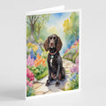 American Water Spaniel Spring Garden Greeting Cards Pack of 8 Blank Cards with Envelopes Whimsical A7 Size 5x7