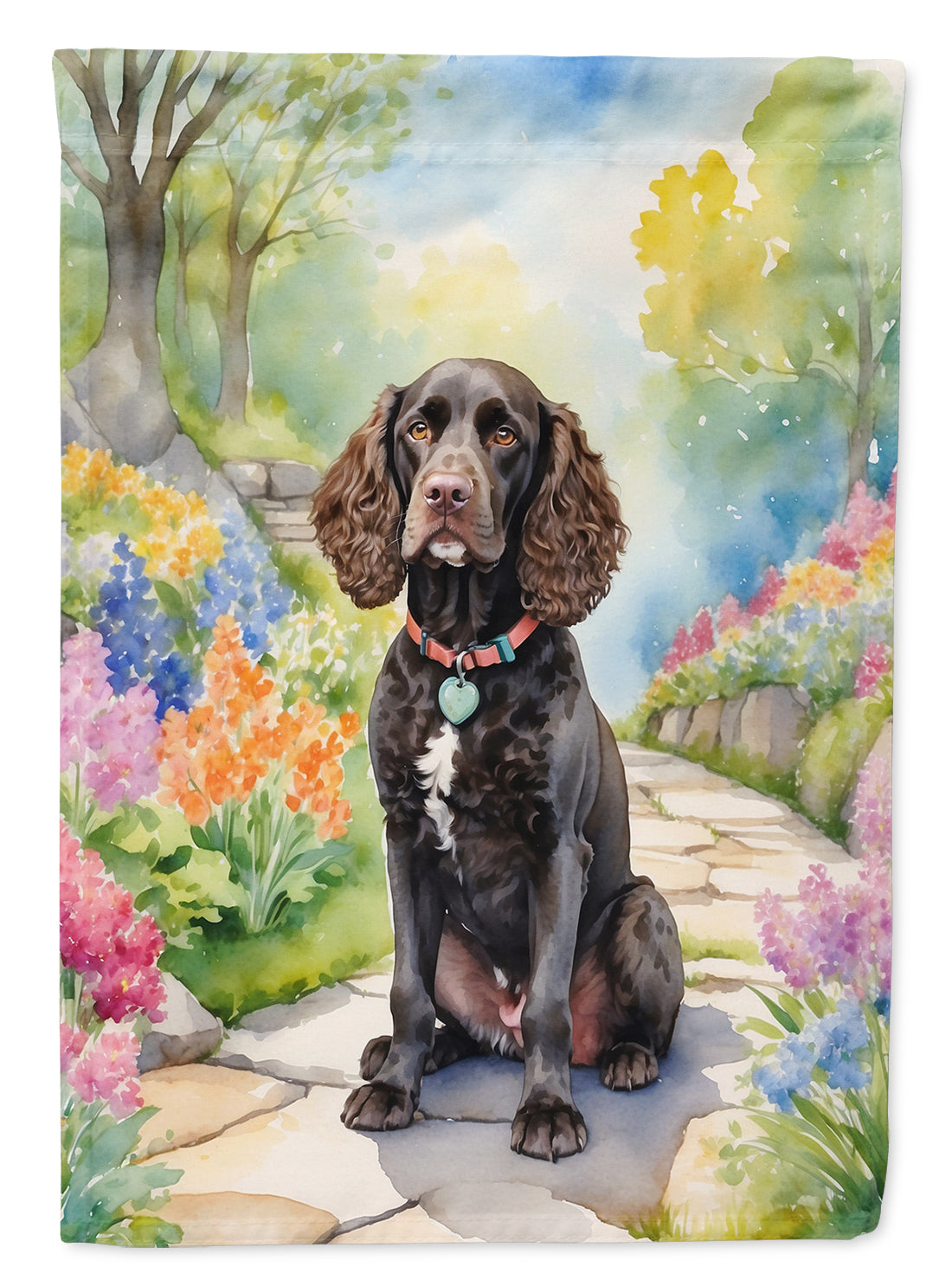 American Water Spaniel Spring Garden Garden Flag Mailbox Decorative Yard Banner Outside Patio Artwork for Flower Beds, Garden Size, Multicolor
