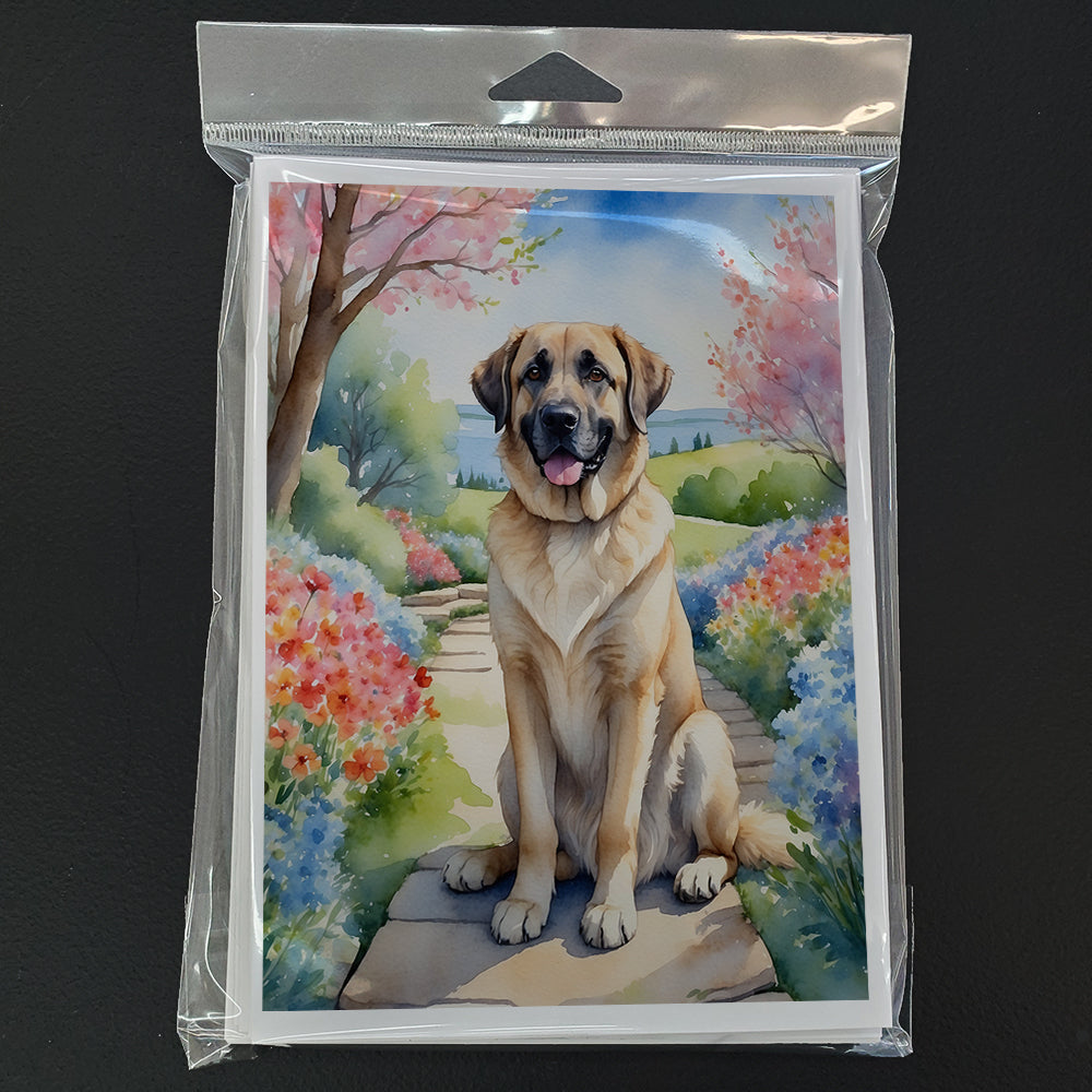 Anatolian Shepherd Spring Garden Greeting Cards Pack of 8 Blank Cards with Envelopes Whimsical A7 Size 5x7