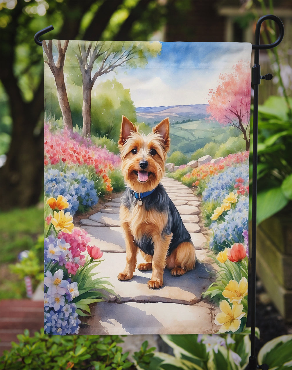Australian Terrier Spring Garden Garden Flag Mailbox Decorative Yard Banner Outside Patio Artwork for Flower Beds, Garden Size, Multicolor
