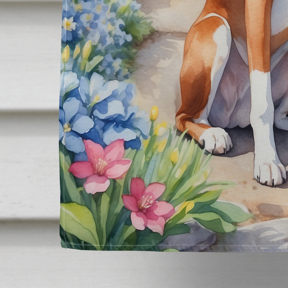 Basenji Spring Garden House Flag 28x40 Porch Sleeve Pole Decorative Outside Yard Banner Artwork Wall Hanging, Polyester