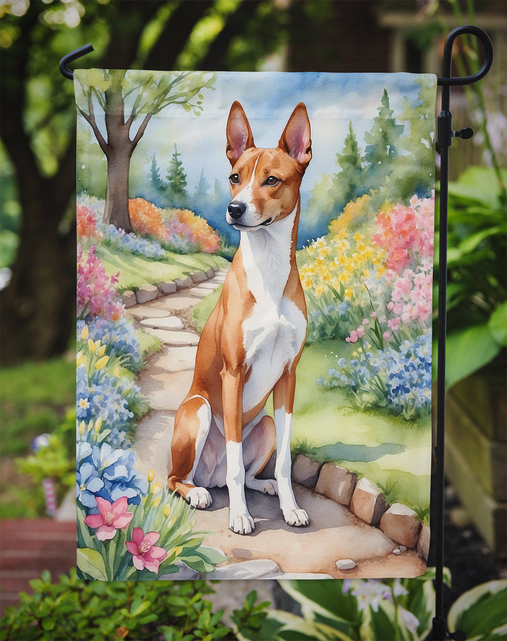 Basenji Spring Garden Garden Flag Mailbox Decorative Yard Banner Outside Patio Artwork for Flower Beds, Garden Size, Multicolor