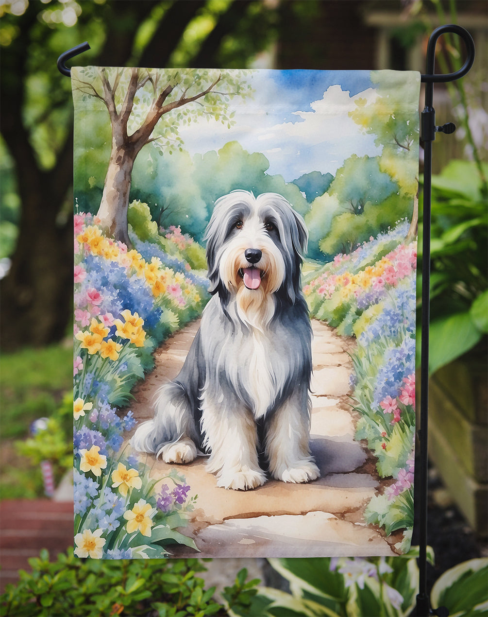 Bearded Collie Spring Garden Garden Flag Mailbox Decorative Yard Banner Outside Patio Artwork for Flower Beds, Garden Size, Multicolor