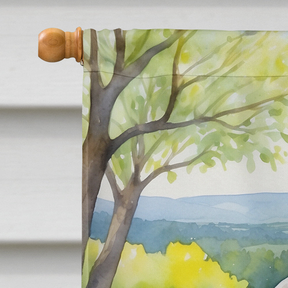 Bedlington Terrier Spring Garden House Flag 28x40 Porch Sleeve Pole Decorative Outside Yard Banner Artwork Wall Hanging, Polyester