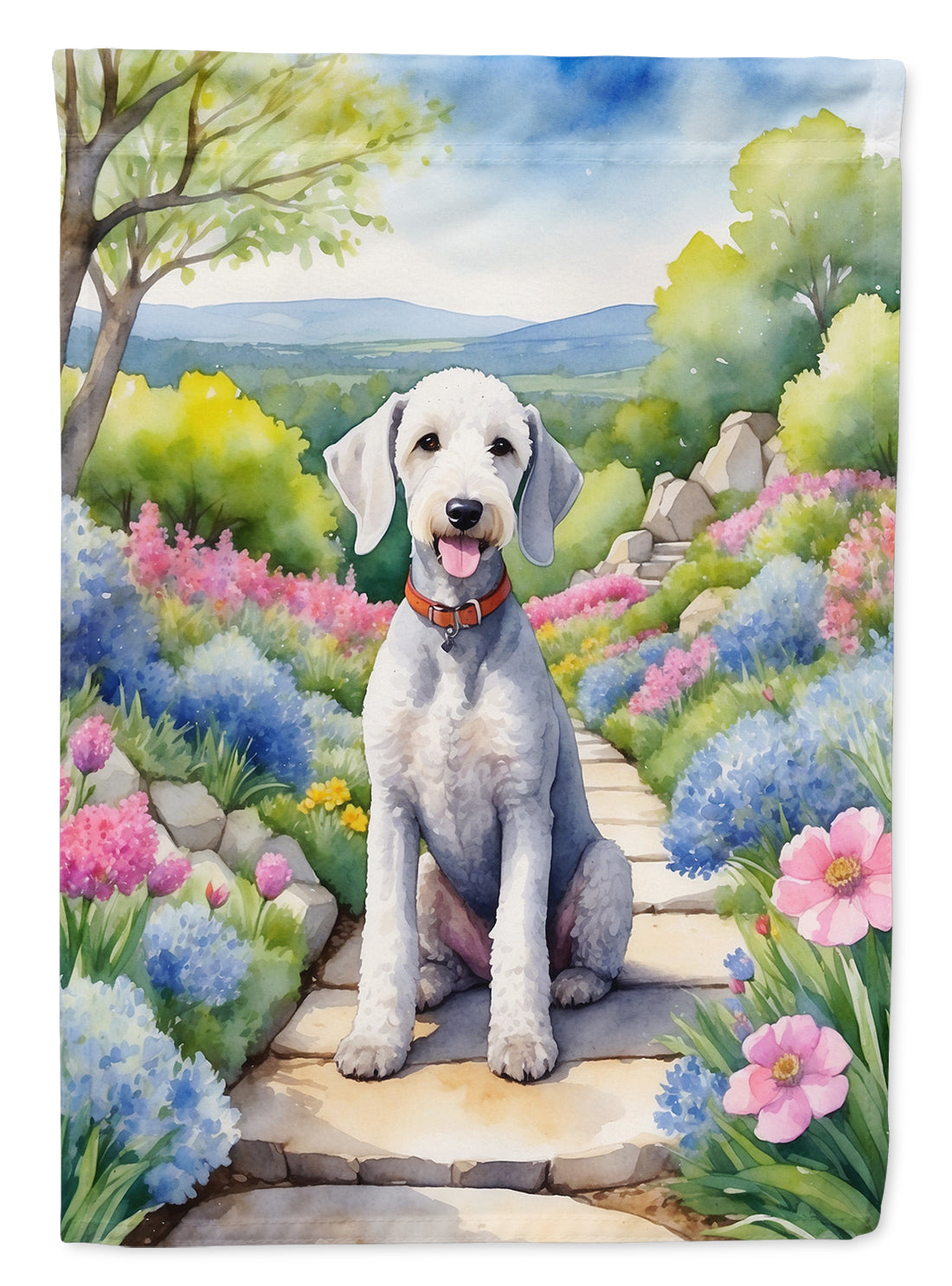 Bedlington Terrier Spring Garden Garden Flag Mailbox Decorative Yard Banner Outside Patio Artwork for Flower Beds, Garden Size, Multicolor