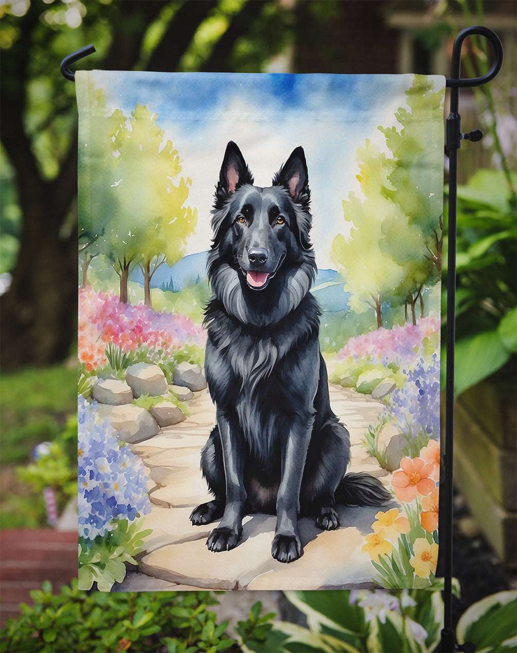 Belgian Sheepdog Spring Path Garden Flag Mailbox Decorative Yard Banner Outside Patio Artwork for Flower Beds, Garden Size, Multicolor