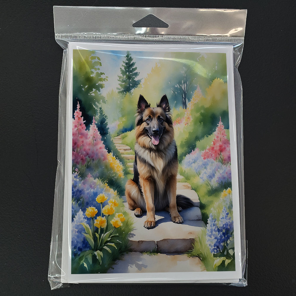 Belgian Tervuren Spring Path Greeting Cards Pack of 8 Blank Cards with Envelopes Whimsical A7 Size 5x7