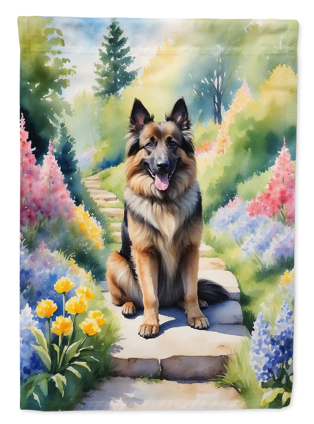 Belgian Tervuren Spring Path Garden Flag Mailbox Decorative Yard Banner Outside Patio Artwork for Flower Beds, Garden Size, Multicolor
